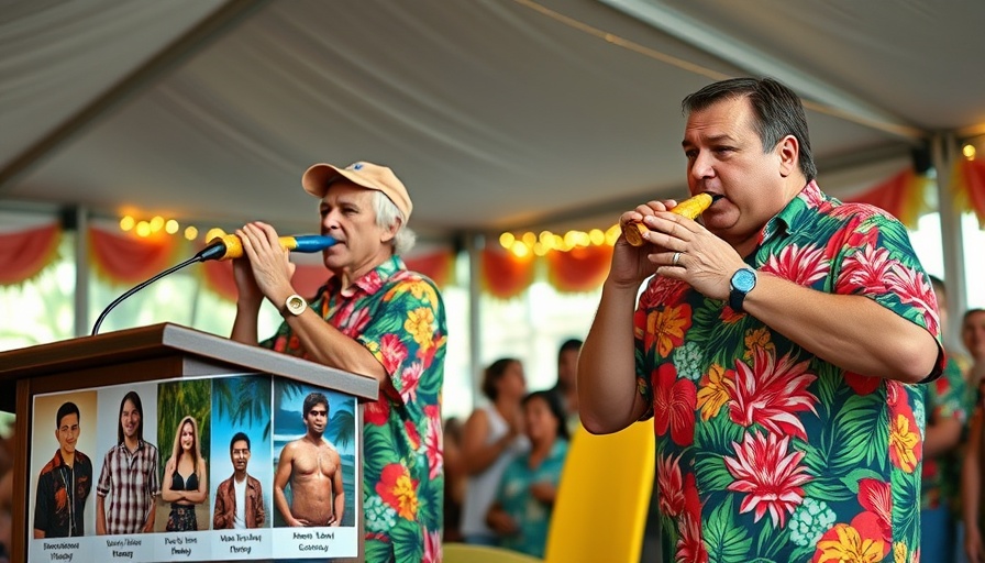 Surfing Walk of Fame 2025 ceremony with conch shell blowing.