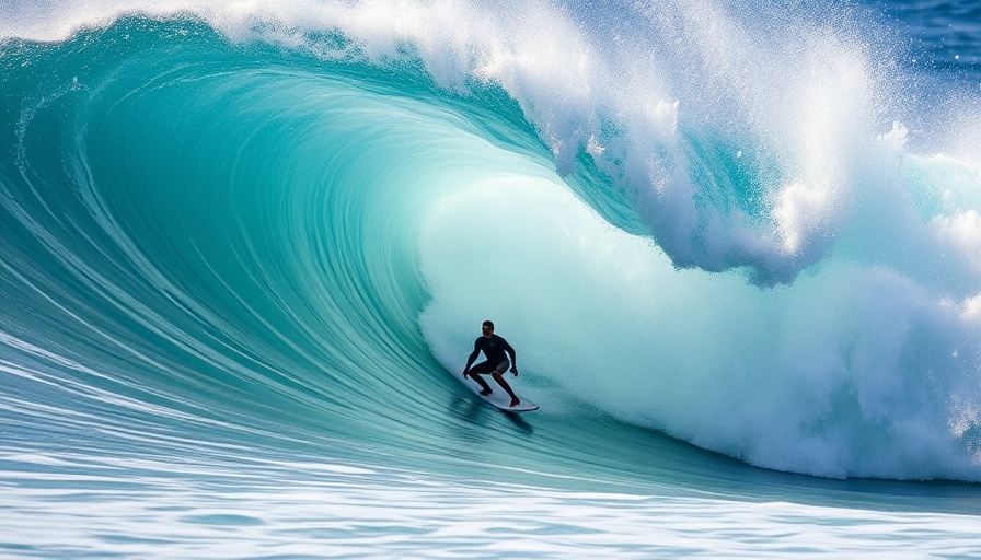Surfer tackling extreme waves without leash