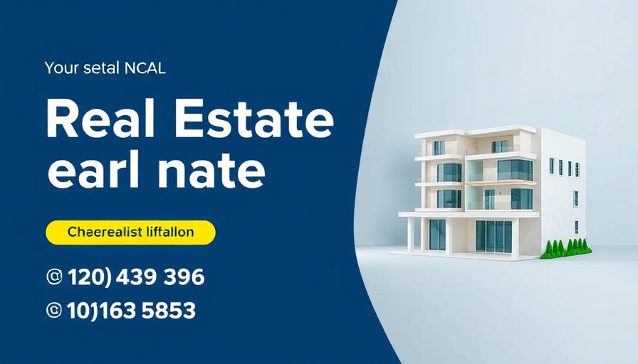 Professional real estate banner featuring contact details.