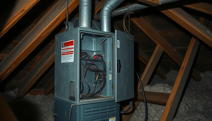 Old furnace in attic reflecting need for electrify everything and home upgrades.