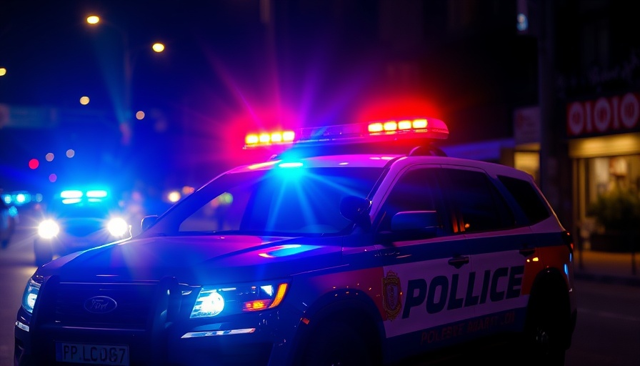Police vehicle with flashing lights, Huntington Beach police chase.