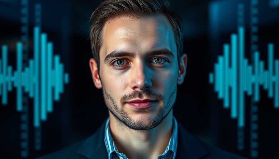 Man with audio waveform, symbolizing tracking bid success and win rates