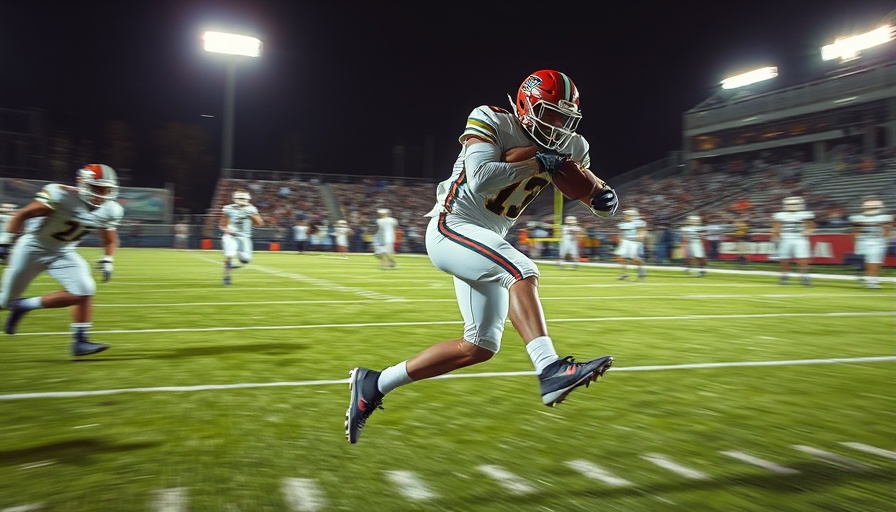 High school football thrillers action shot during an intense match.