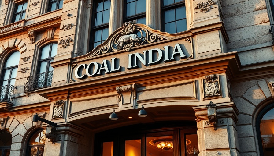 Coal India building entrance depicting employee benefits and heritage.