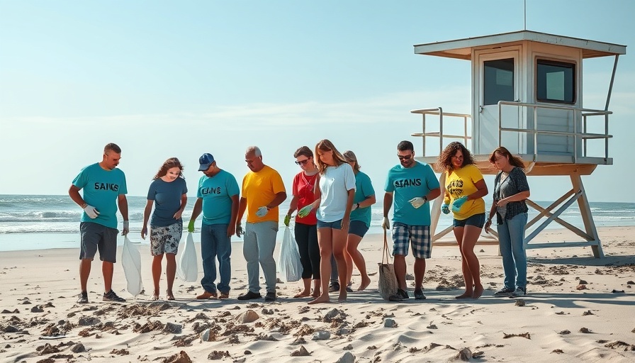 Volunteers cleaning beach for California Coastal Cleanup Day.