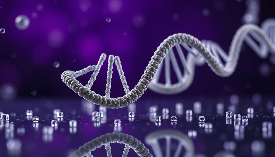 Close-up of DNA helix in purple symbolizes Alzheimer’s risk APOE4 gene.