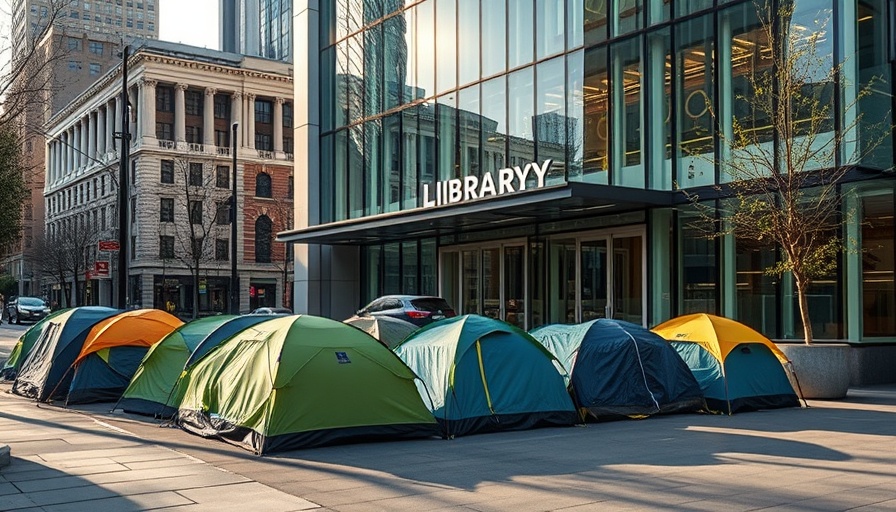 Homeless tents outside Billie Jean King Main Library