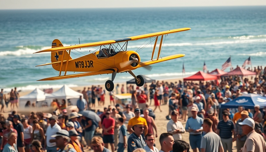 Pacific Airshow Huntington Beach vibrant scene with biplane.