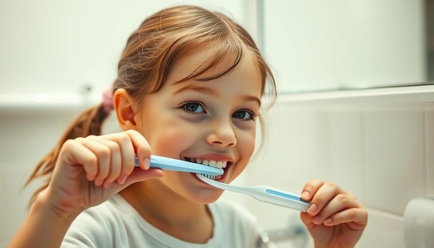 Young girl brushing her teeth in bathroom reflecting mindful parenting tips.