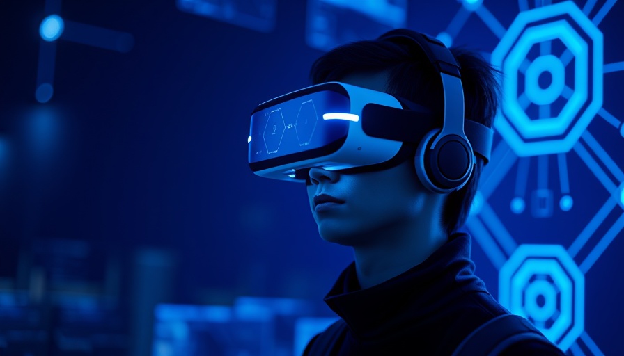 Person using VR to interact with Agentic AI in Healthcare, glowing AI hologram.