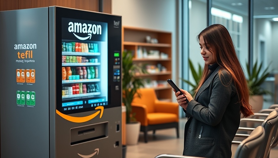 Modern Amazon prescription vending machine in waiting room.