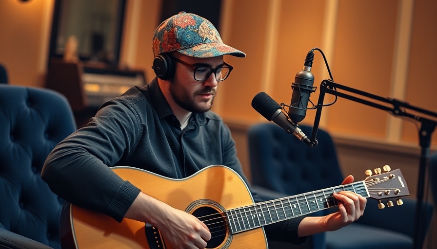 Musician performing during podcast session, showcasing personal growth.