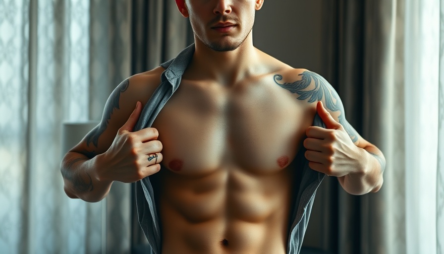 Confident young man showcasing tattoo, personal growth.