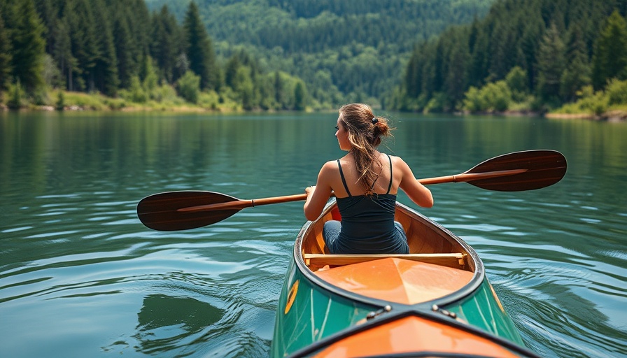 Fitness for Women Over 50: Woman canoeing on a scenic lake.
