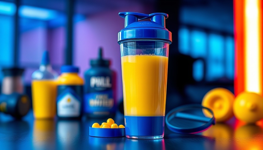 Pre-workout supplements with shaker in bright setting, best time to take supplements.