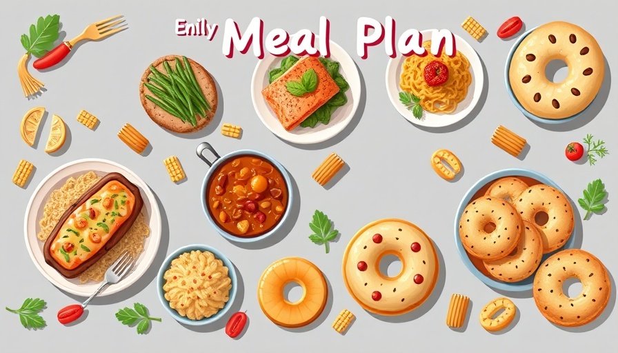 Colorful and diverse weekly meal plan layout.
