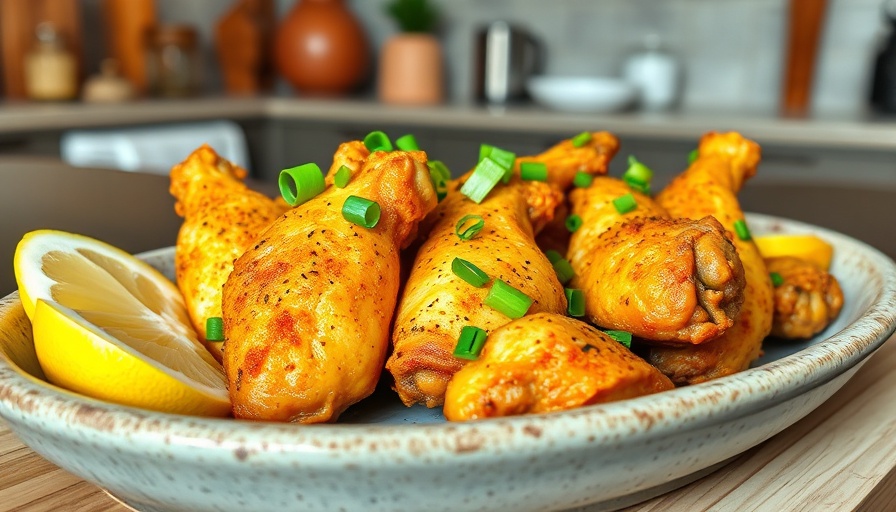 Crispy baked lemon pepper wings on a ceramic platter.