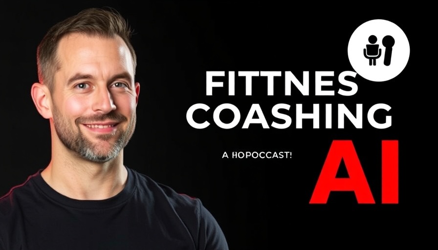 Podcast on AI in fitness coaching with bold red and black design.