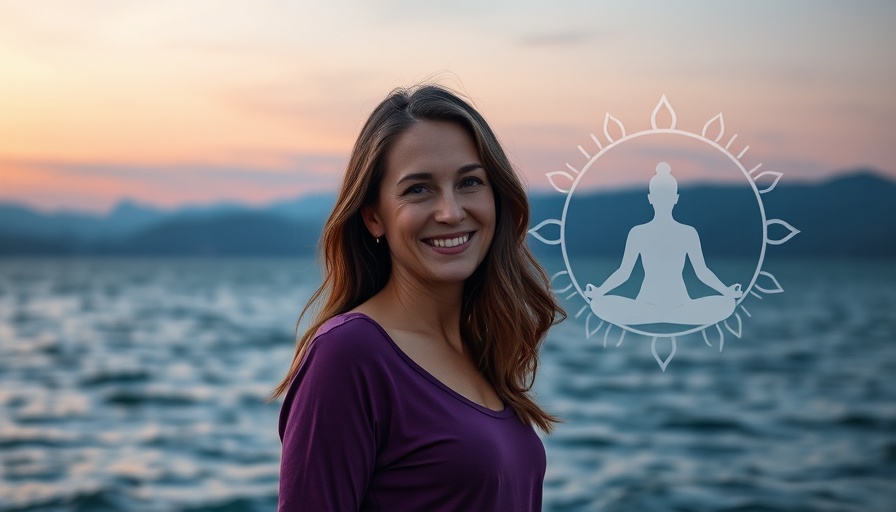 Smiling woman promoting Collective Healing meditation.