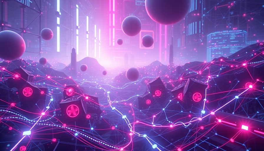 Futuristic digital neural network landscape representing generative AI.