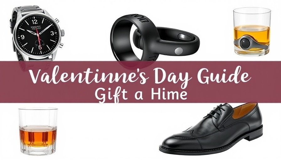 Valentine's Day gift guide for him with various men's gifts.