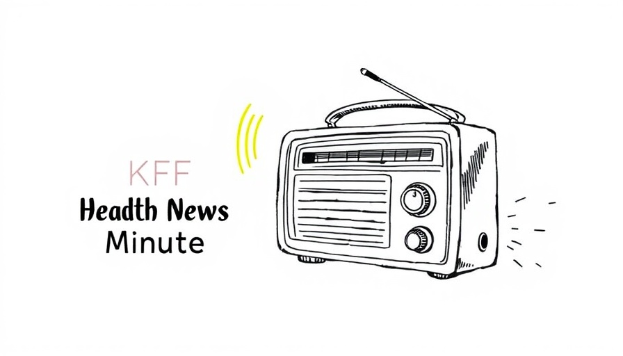 Illustrated radio with 'Health News Minute' text.
