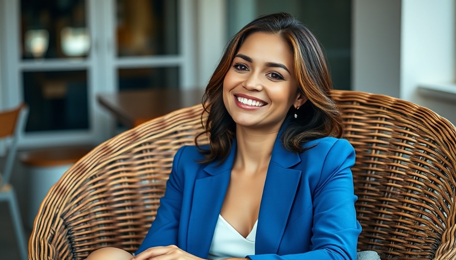 Smiling woman in wicker chair, representing EHR-induced burnout relief.