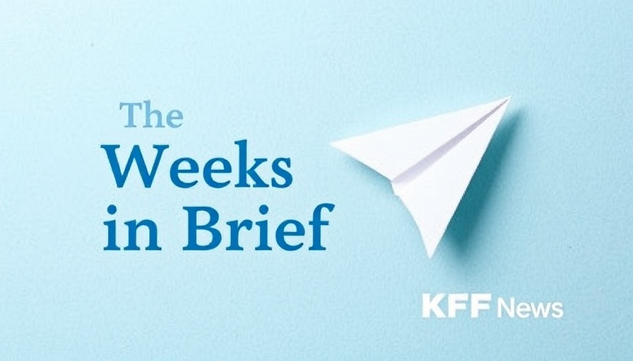 Textured graphic design with white paper airplane and title The Week in Brief.