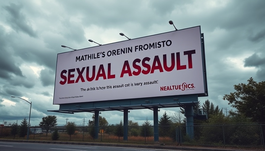 Billboard message on sexual assault awareness over highway, highlighting importance of support from rape crisis centers.