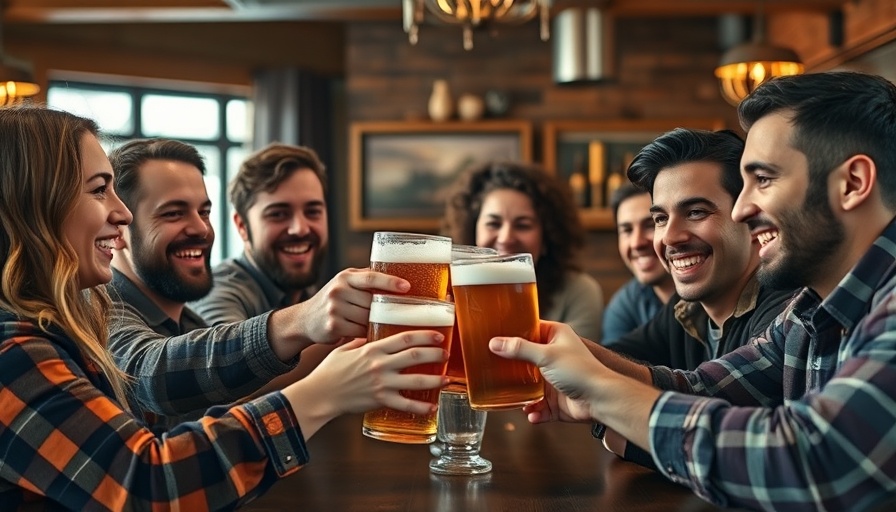 Friends clinking glasses in a pub celebrating.
