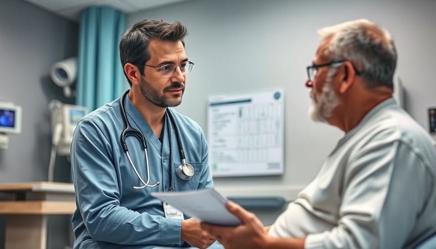 Healthcare professional discussing stroke treatment options with patient.