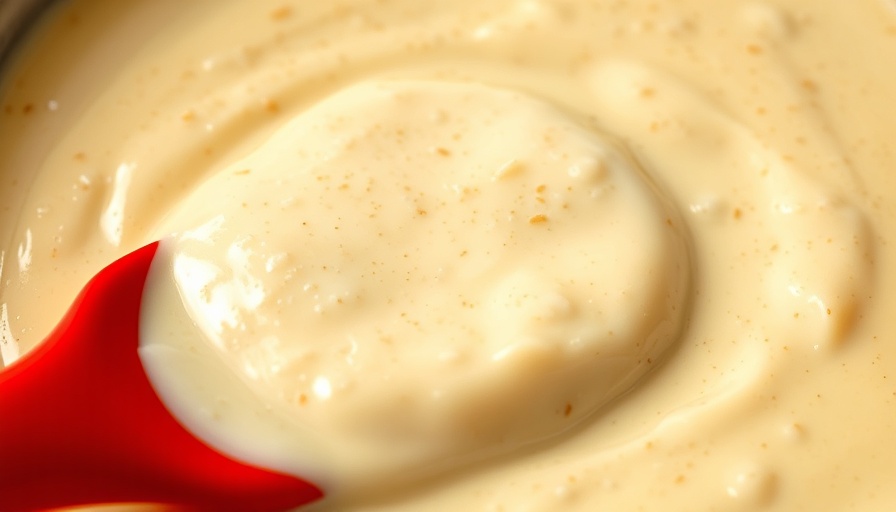 Creamy homemade Alfredo sauce being stirred in a pan.