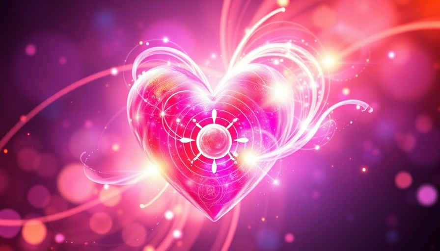 Abstract heart healing with radiant light and vibrant colors.