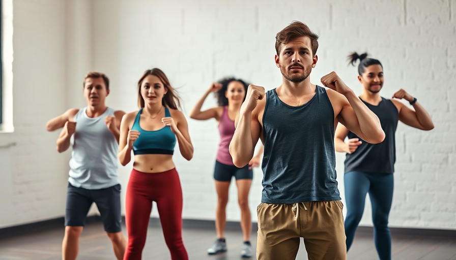 Energetic workout scene with standing abs exercise focus.