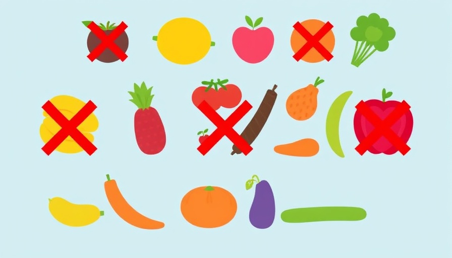 Illustration of foods not allowed in Low-FODMAP diet.