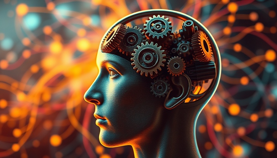 Abstract head with gears representing dessert stomach brain connection