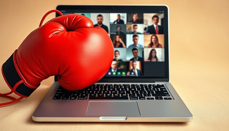 Boxing gloves on laptop symbolize overcoming awkwardness on Zoom.