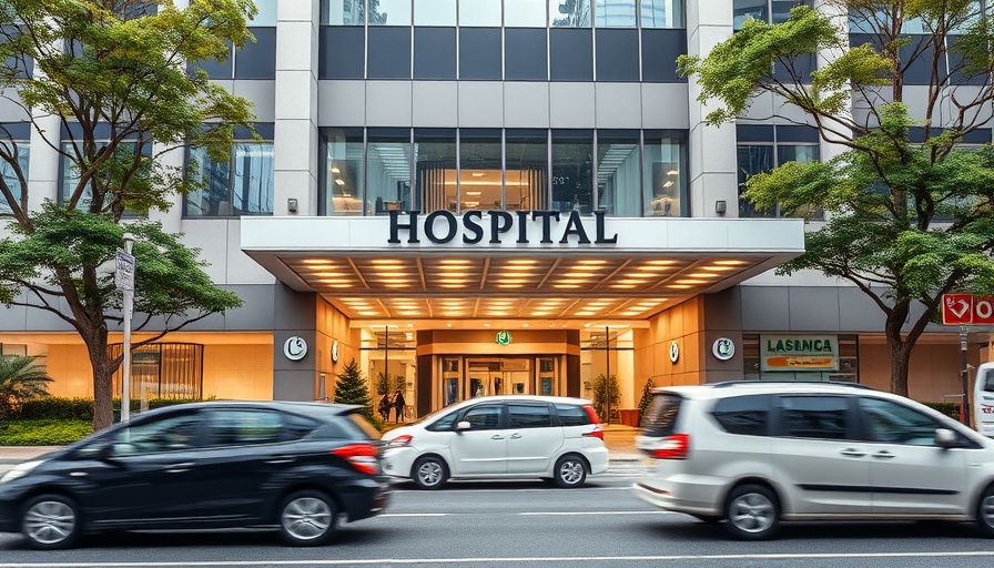 Modern hospital entrance showcasing a successful digital ecosystem in healthcare
