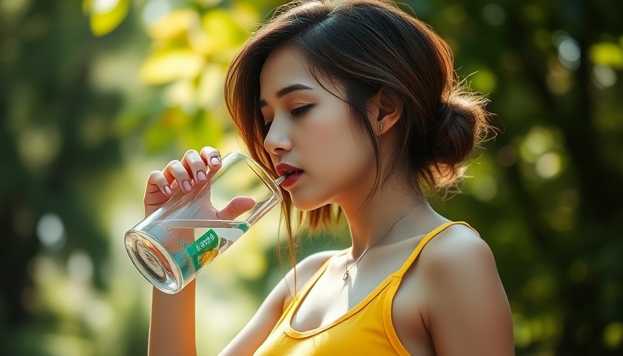 Young woman drinking water outdoors, enhancing health through circadian alignment.