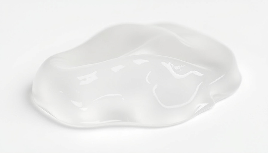 Clear malva nut hydrogel with smooth texture on white background.
