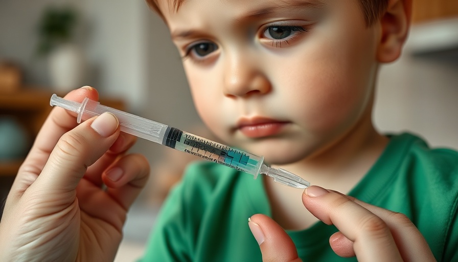 Child receiving vaccine shot, close-up, in home setting.