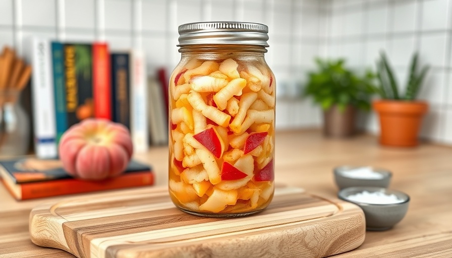 Homemade sauerkraut in jar with cookbooks and spices.