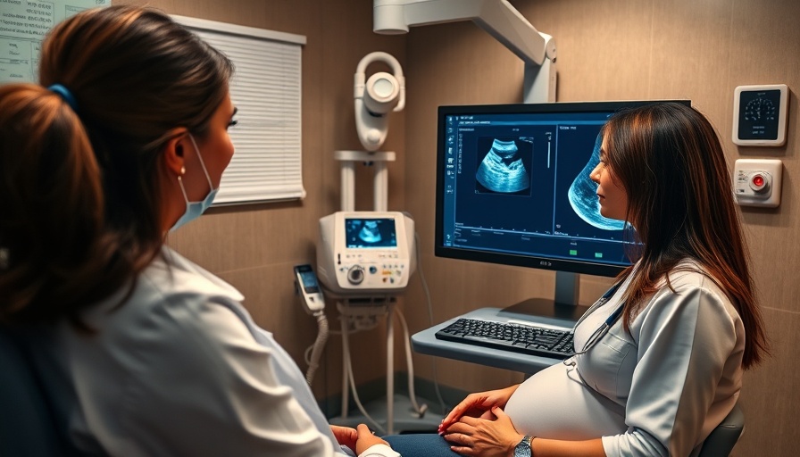 Telemedicine maternity care in New Mexico, doctor performing ultrasound.