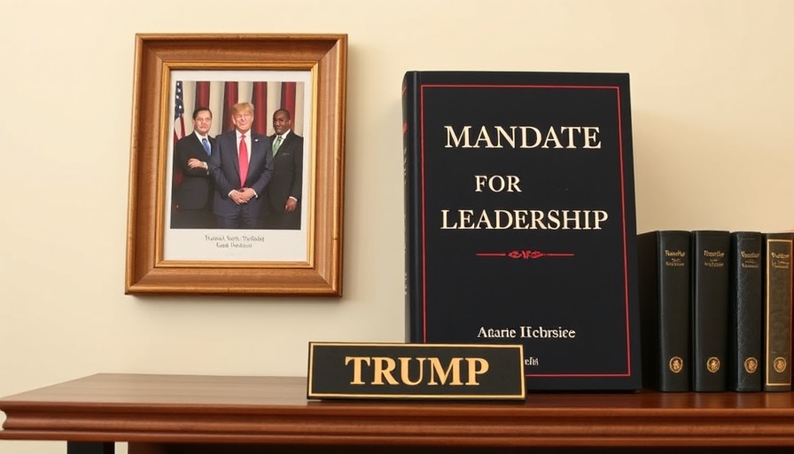 Books on leadership and a group photo on an office shelf.