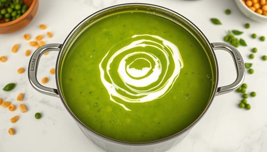 Vibrant split pea soup with cream swirl recipe.