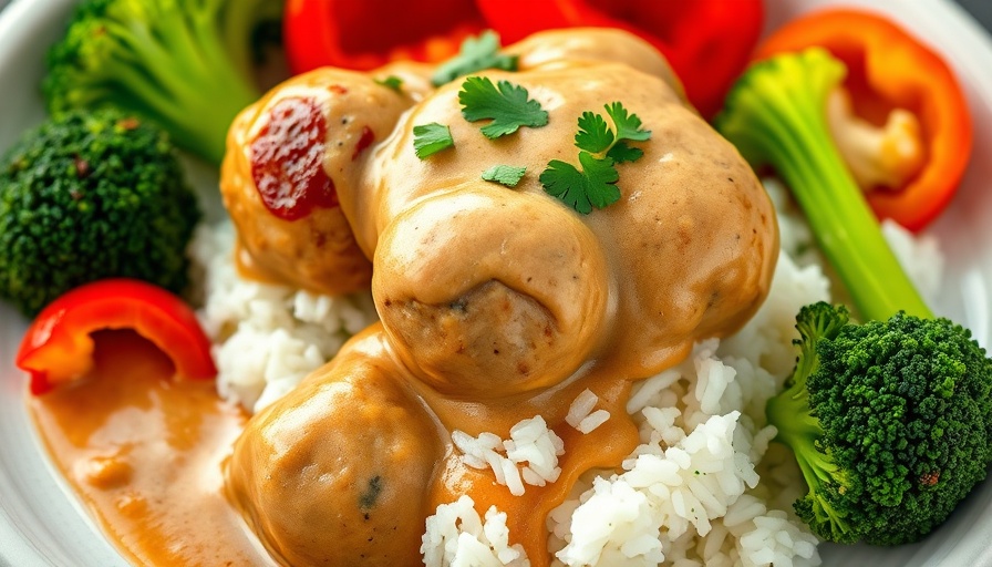 Asian Chicken Meatballs with Peanut Sauce and Vegetables