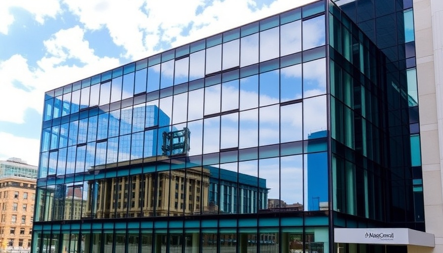 Modern building with mirrored windows at Mass General Brigham.