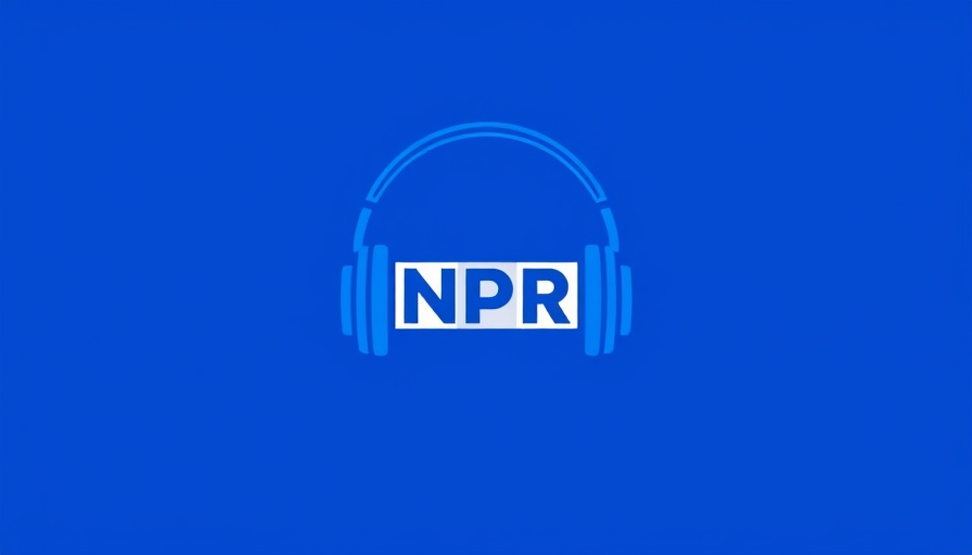 Minimalist blue NPR logo on solid blue background, graphic design.