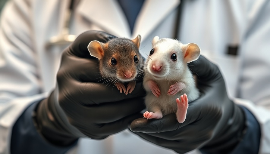 Lab technician holding fluffy mice, related to mammoth de-extinction.