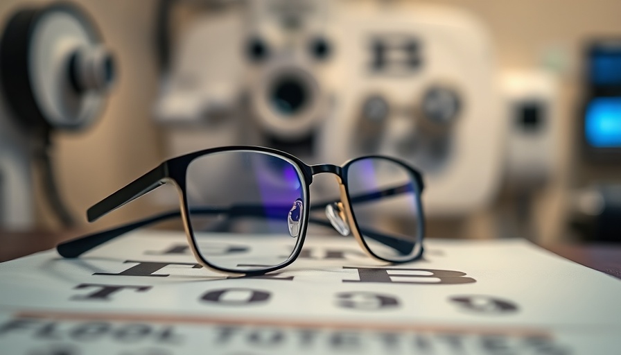 Eyeglasses on eye chart in optometry clinic for naturally improve eyesight.